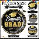 Sabary Black 100 Pcs 2026 Graduation Paper Dessert Plates Bulk 9 Inch Graduation Party Supplies Plates Class of 2026 Decorations Congrats Grad Plate Disposable Tableware (Classic)