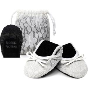 Silky Toes Womens Foldable Lace Wedding Flats Comfortable Bridal Dressy Shoes (XX-Large)