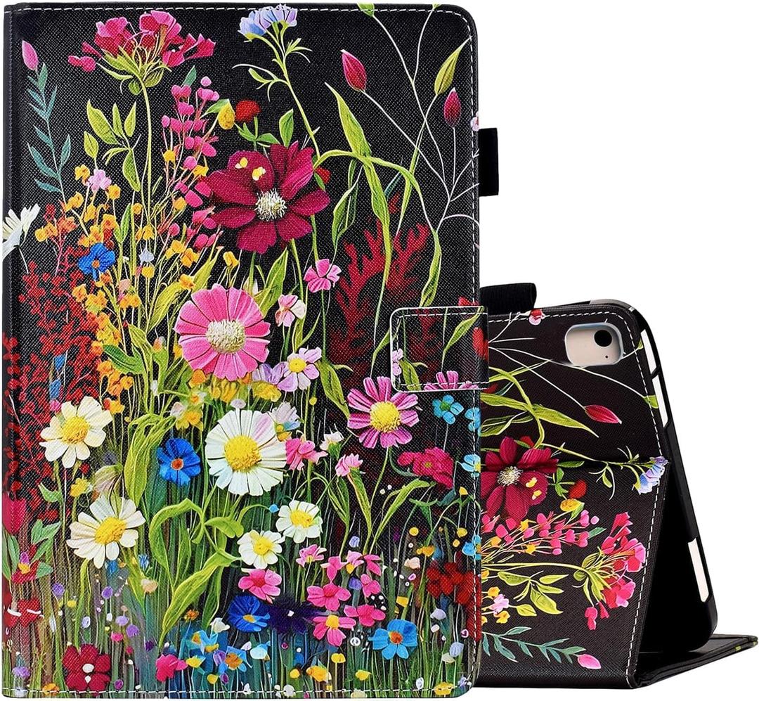 Case for iPad 9th/8th/7th Generation iPad 10.2 Case (2021/2020/2019 Release), Cute PU Leather Folio Stand Protective Cover with Auto Wake/Sleep, for Kids, Girls, Woman - Colorful Flowers