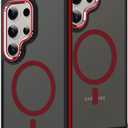 AIGOMARA Magnetic for Samsung Galaxy S22 Ultra Case, [Compatible with Magsafe] [Military-Grade Protection] Slim Shockproof Translucent Matte Protective Case for Galaxy S22 Ultra 6.8 Inch, Black/Red