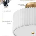 Gold Semi Flush Mount Ceiling Light, 3-Light 12.5" Ceiling Light Fixture with White Pleated Fabric Shade, Drum Lamp for Nursery Hallway Bedroom Kitchen, AD-25036-3SF-GD