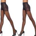 HUE Women's 2 Pack Sheer Tights Assorted Women's Tights Including Control Top, Fishnet, Lace, Toeless Pantyhose, 1