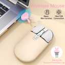 2.4G Wireless Rechargeable Mouse with USB Receiver,One Click Return to Desk,Mute Button,Power Saving, 2400DPI Optical Cute Girls Mouse for Laptop,Notebook,PC,Tablet (Cream-Colored)