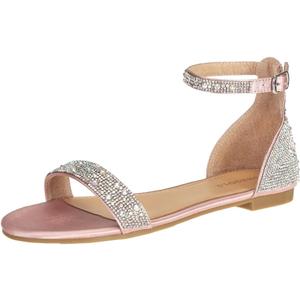 SheSole Women's Sparkly Rhinestone Strappy Flat Sandals Bridal Wedding Dress Shoes Champagne (9.5, Gold)