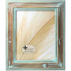 Lawrence Frames 8x10 Weathered Wood with Verdigris Wash Picture Frame, Brown