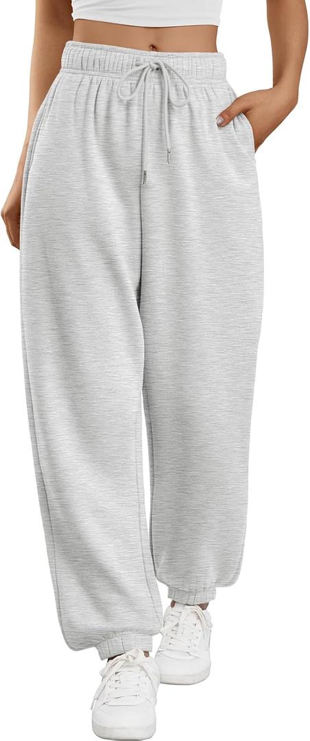 Trendy Queen Sweatpants Women Baggy Joggers with Pockets Lounge Comfy Barrel Pants Teens Cute Y2K Sports Fall Clothes 2026 (X-Small, Grey)