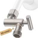 YDmeet All Metal Shower Head Adapter, 360  Adjustable Shower Head Extension Arm Connector for Shower Heads- Brushed Nickel