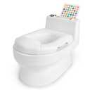 Fisher-Price 2-N-1 Potty Trainer with Flushing Sounds, Chart & Storage White Floor Potty Chair with Splash Guard, Removable Ring & Bowl, Patented Snap Safe Ring Technology