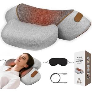 3-in-1 Neck Massager Pillow,Ergonomic Neck Massager with Heating,Traction & Vibration,Hump Corrector for Shoulder Pain Relief, Neck Pillow for Daily Comfort,Women's Day Gifts