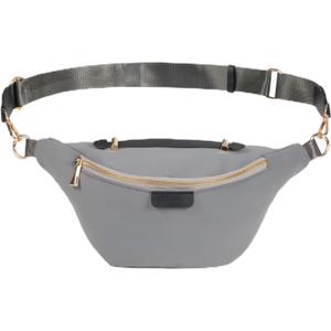 Gray Plus Size Fanny Pack for Women and Men, Fashion Crossbody Bag with Adjustable Belt Strap (Fits 42-54 In Waist) - Fanny Packs for Women - Bum Bag Crossbody (Grey)