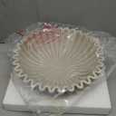 Large Decorative Bowl, Modern Handicraft Bowls for Home Decor, Decorative Fruit Bowl for Kitchen Counter, Ruffle Decor, Stylish Key Bowl for Entry Table, Artificial Stone Beige