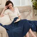 EMME Muslin Blanket 100% Cotton Throw Blankets for Couch Breathable Gauze Blanket All Season Soft and Lightweight Pre-Washed Cotton Blanket (Navy, 50"x70"), Large Throw