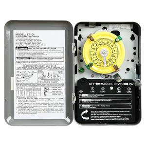 T104 Mechanical Timer Switch,208-277V AC DPST 40A,Pool Pump Switch,Heavy Duty Pool Timers Outdoor,Timer for Lights HVAC Systems,24 Hour 12 ON/Off for Pump