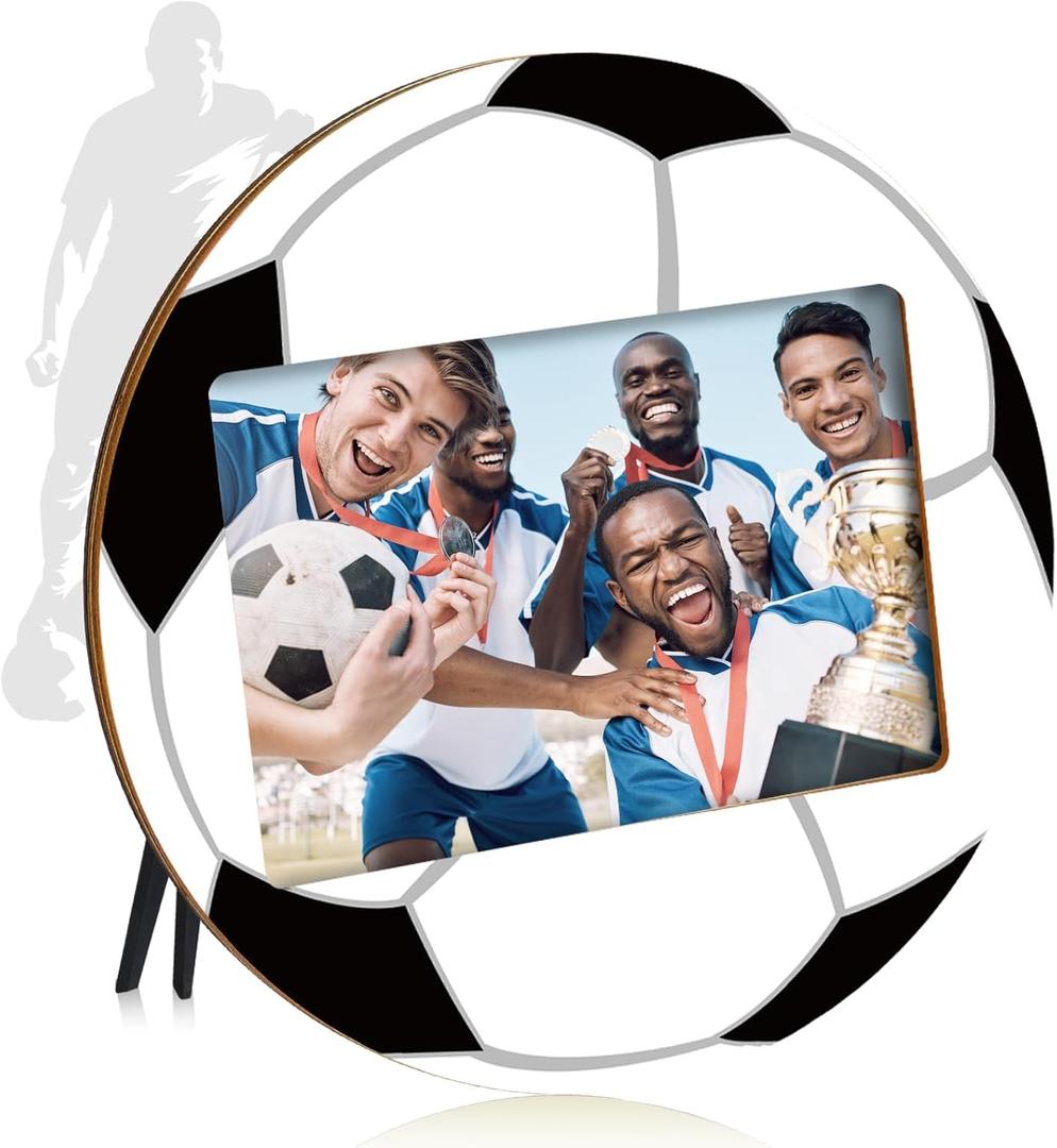 clothmile Soccer Picture Frame 4x6 Sport Themed Wooden Photo Frame Soccer Balls Photo Frame Horizontally Vertically Used for Wall Decor Hanging or Tabletop Display
