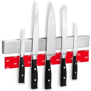 CUCINO Magnetic Knife Holder for Wall 16" - No Drilling incl. Self Adhesive Tape - Extra strong Magnet - Awarded Strip - Made of Stainless Steel