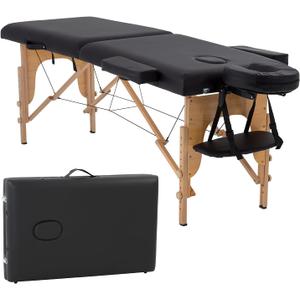 BestMassage Massage Bed Portable Massage Table 24 inche Wide Lash Bed Heigh Adjustable 2 Folding Spa Table with Non-Woven Bag for Spa Footmassage Facial CareSpa Tattoo (Black)