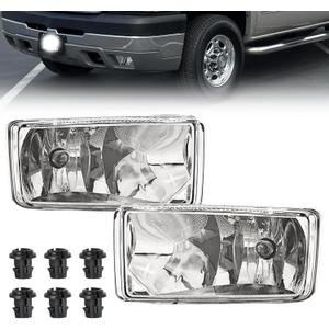 Fog Lights Assembly Compatible with 2007-2015 Chevy Silverado, Suburban, Tahoe, 2007-2013 Avalanche, Truck Fog Lamp Replacement Left And Right Side (Clear Lens)