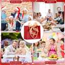 Hsei 40 Pcs Mother's Day Small Thank You Gift Bags with Handles 5.5''x 2.4''x 4.7'' Gold Foil Thank You Mini Paper Bags with Bow Ribbon Party Favor for Wedding Birthday(Red)