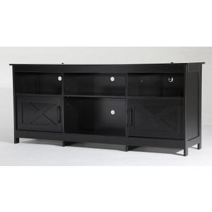 YITAHOME Farmhouse TV Stand with Power Outlet, LED Light Entertainment Center for 65 Inch TVs, TV Cabinet with Storage, Rustic Media Console for Living Room, 59" Black