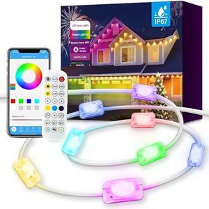 YFFSHLCS Permanent Outdoor Lights, Outdoor String Light Smart RGB with 66 Scene Modes, IP67 Waterproof Holiday Lights for Outside, APP and Remote Control Party Holidays