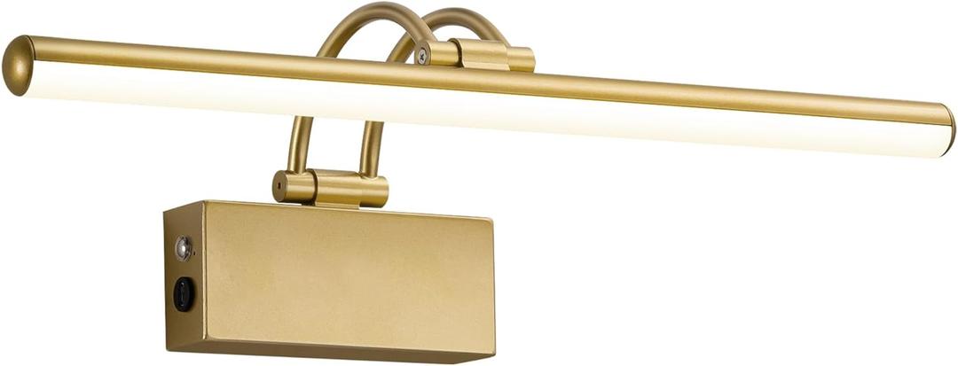 KDG LED Cordless Wall Picture Light with Remote, 5200mAh Rechargeable Dimmable Art Lighting, Adjustable Swing Arm, Picture Frame Light for Gallery, Living Room, Hallway, 16.3 inch, Bronze