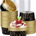 EUSOAR Foil Baking Ramekins, 100pcs 5oz 125ml Muffin Liners Creme Brulee Cups with Lids, Cupcake liners Baking Cups Aluminum Foil Cupcake Pudding Bake Cups Holders Pans Oven Safe