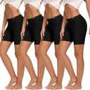 Molasus Womens Cotton Boxer Shorts Underwear Anti Chafing Bike Shorts(Regular & Plus Size) (Medium, Black-4pack)