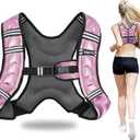 Weighted Vest, 6lb/8lb/12lb/16lb/20lb/25lb/30lb Weight Vest with Reflective Stripe, Weighted Vest for Men Women Workout Equipment for Strength Training, Running, Jogging, Fitness, Weight Loss (PU-Pink)