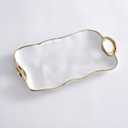 Pampa Bay Golden Handles Small Platter, Porcelain, 13.5" x 7.75" x 1.75"