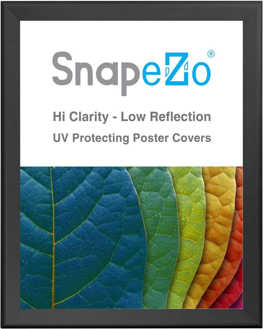 SnapeZo Poster Frame 38x50 Inches, Black 1.7 Inch Aluminum Profile, Front-Loading Snap Frame, Wall Mounting, Wide Series