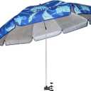 AMMSUN XL Chair Umbrella with Universal Clamp Adjustable 52 inches and 360-degree Swivel UPF 50+, Portable Clamp on Camping or Beach Chair, Stroller, Wheelchair, Golf cart, Sharks, Large-sized