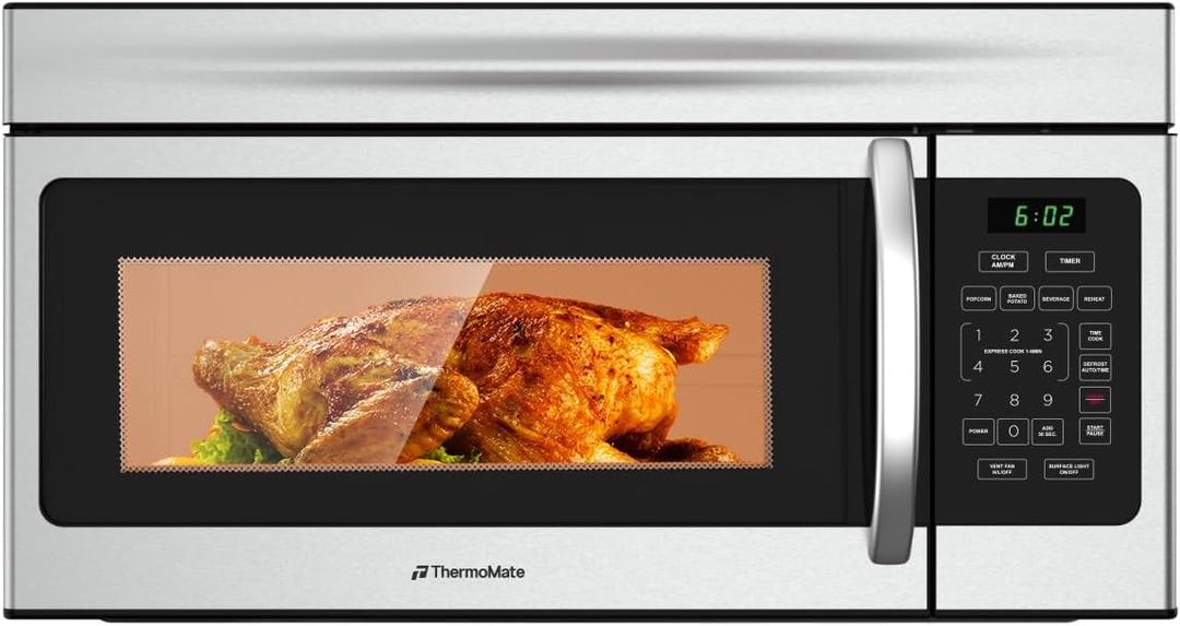 30" Over the Range Microwave Oven, ThermoMate 1.7 Cu. Ft. Capacity Microwave Over the Stove with One Touch, 1000 Cooking Watts, 300 CFM, 10 Power Levels, LED Lighting, Stainless Steel