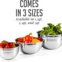 OVENTE Mixing Bowl Set with Lids, 3-Piece Stainless Steel Nesting Bowls for Easy Food Storage, Stackable Design, Kitchen Essential for Baking, Cooking and Prepping, Size 5, 3.5, 1.5QT, Silver BM46333S