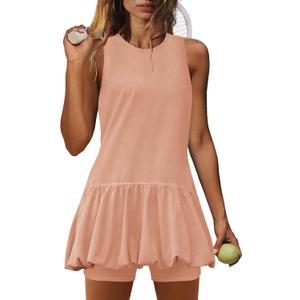 Nirovien Womens Tennis Dress Workout Athletic Dresses with Shorts Bubble Golf Outfits with Pockets Activewear (XS)