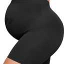 Maternity Shapewear for Under Dresses Over Belly Pregnancy Underwear Mid-Thigh High Waist Shorts Panties for Baby Shower (Black, L)