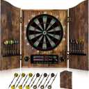 Electronic Dart Board, Decorative Dart Board Cabinet Set for Adults [12*Bronze Soft Tip Darts] [Cricket Game Mode]- Wooden Electric Dartboard Cabinet for Family Game Rooms