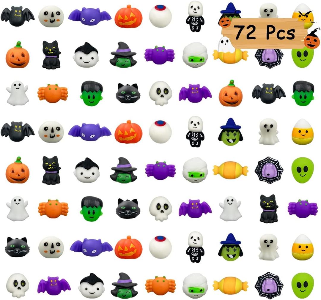 72 PCS Halloween Mochi Squishy Toys Squishies Halloween Toys for Kids Girls Boys Halloween Party Favors Halloween Treat Bags Gifts