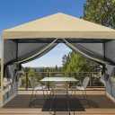 MASTERCANOPY Pop-Up Setup Outdoor Canopy with Netting Screen Walls (10x10, Beige)