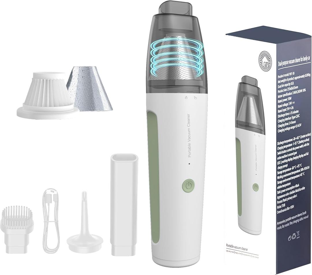 PATO Cordless Handheld Vacuum Cleaner, Mini Car Vacuum with Powerful Suction, 1800mAh high-Capacity batteryPortable Dust Collector Glossy White.