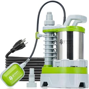 Green Expert Submersible Sump Pump, 1.5HP 5500GPH Effluent/Sewage Pump for Dirty Water, Auto/Manual Tethered Float, Adjustable Intake Base, 25ft Cord, Solids up to 0.8in, Basement Pit Drainage