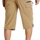 MAGCOMSEN Men's Workout Shorts 7 Pockets Quick Dry 3/4 Capri Pants Zipper Pockets Hiking Athletic Shorts (XL)