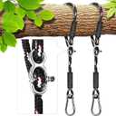 SELEWARE Heavy Duty Tree Swing Ropes, Adjustable Hammock Tree Straps Hanging Kit with Locking Carabiners, 10FT Tree Swing Straps for Outdoor Swings Hammock Playground Set Accessories (Black, 2 Pack)