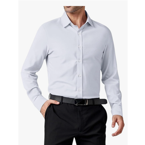 Men's Stretch Formal Dress Shirt - Soft Long Sleeve Button Down Shirts for Wedding Holiday Parties M