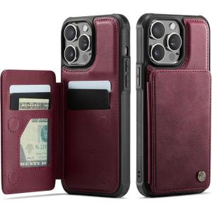 Vinich for iPhone 13 Pro Max Wallet Case with Card Holder, RFID Blocking Credit Slots Kickstand Shockproof Phone Cover Fit for iPhone 13 Pro Max 6.7" Burgundy
