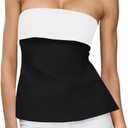Imily Bela Womens Strapless Tube Tops 2025 Trendy Sexy Backless Going Out Bandeau Top Side Split Summer Color Block Outfits (Black, S)