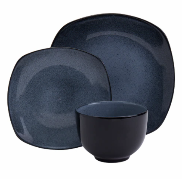 Tabletops Gallery Gabrielle Dinnerware Set Of 12 pieces - Black 