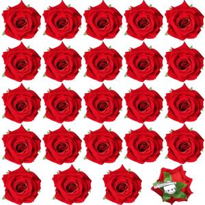 Batiyeer 24 Pcs Flower Hair Clips Rose Brooch Floral Hairpins 2.8" Flowers Hair Clips Headpieces Accessories for Flamenco Dancer Women Bridal Bridesmaid Wedding Party Violet Day Irish Festival(Red)