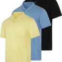 Real Essentials 3 Pack: Men's Jersey Cotton Short Sleeve Polo Shirt - Breathable Performance Polo, L