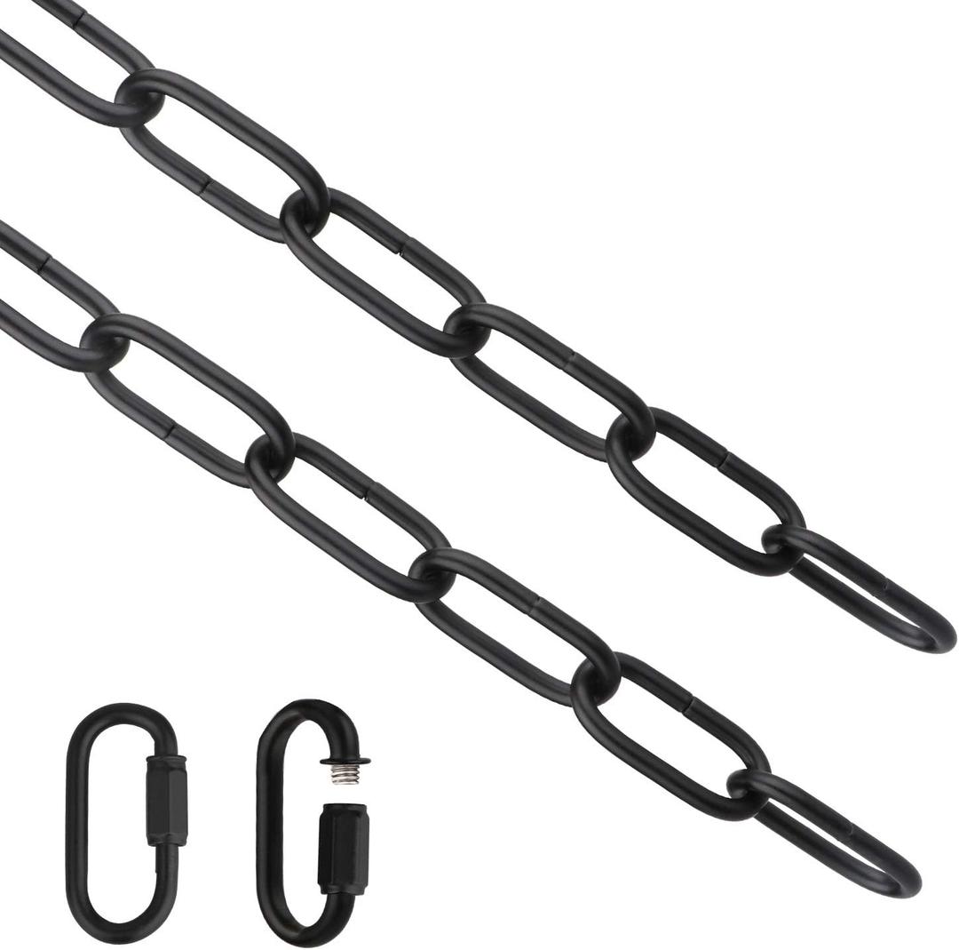 Helunsi Lighting Chain, 6 Feet Black Light Fixture Chain, Metal Chandelier Chain Extension with Connection Link Lock, Heavy Duty Hanging Chain Lamp Fixture Pendant Ceiling Decorative Lights Kit - 6' Helunsi Lighting Chain, 6 Feet Black Light Fixture Chain, Metal Chandelier Chain Extension with Connection Link Lock, Heavy Duty Hanging Chain Lamp Fixture Pendant Ceiling Decorative Lights Kit - 6'