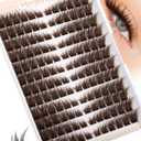 Brown Lash Clusters Pre-Mapped Eyelash Clusters Cat Eye Cluster Eyelash Extensions Fairy Wispy Cluster Lashes CC Curly Wet Look Individual Lashes Extensions 144Pcs 6-14MM Fox Eye Lashes Clusters